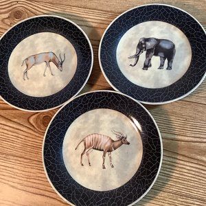 Lot of 3 I GODINGER Safari Africa Dessert Plates